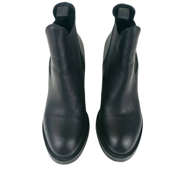 ACNE STUDIOS Star Black Leather Chelsea Ankle Heel Bootie Boots Size 41 - Picture 3 of 12